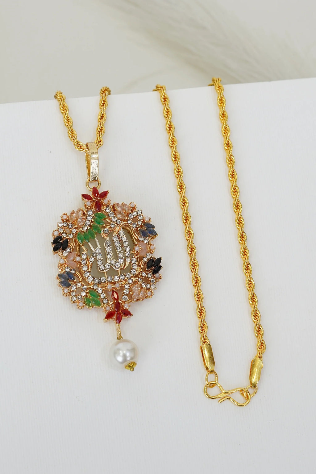pearl drop ALLAH mala with gold chain