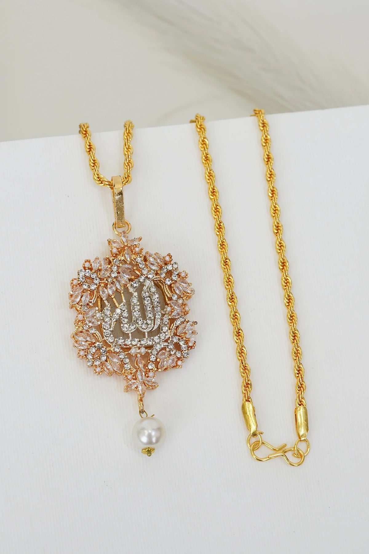 pearl drop ALLAH mala with gold chain