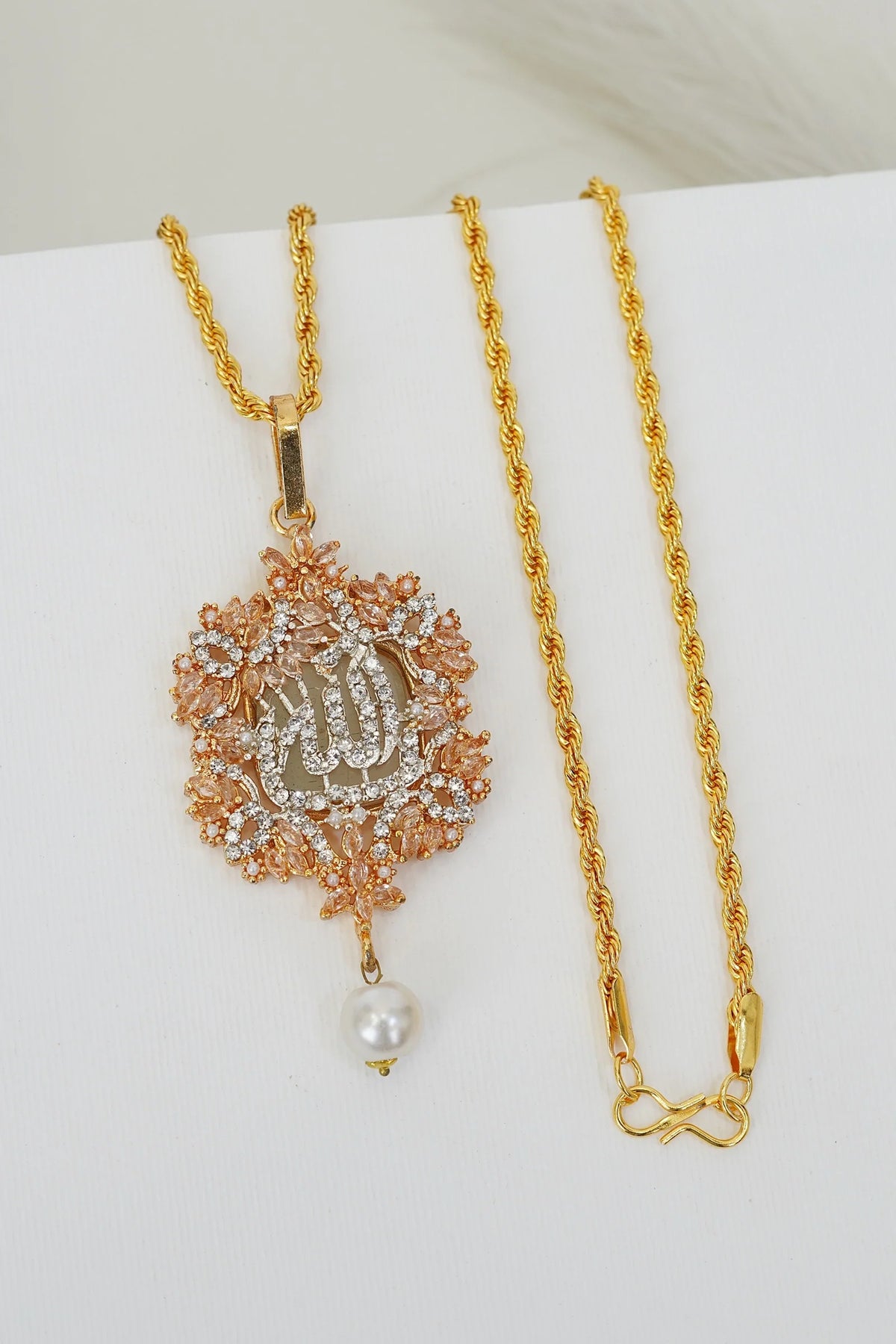 pearl drop ALLAH mala with gold chain