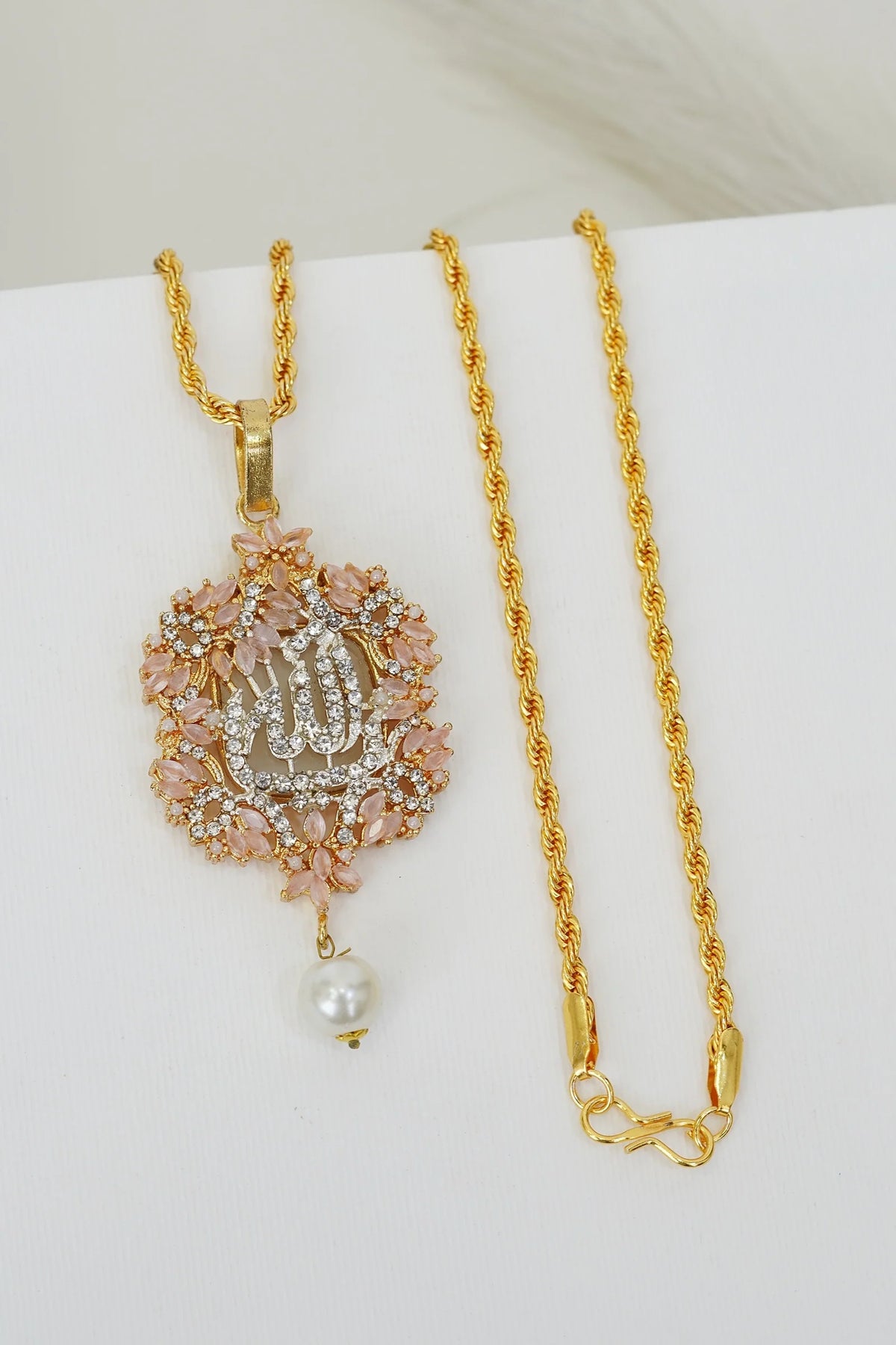 pearl drop ALLAH mala with gold chain