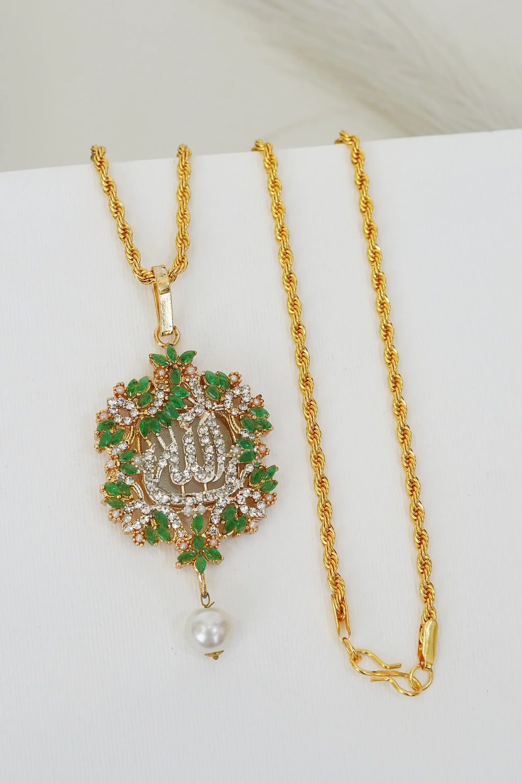 pearl drop ALLAH mala with gold chain
