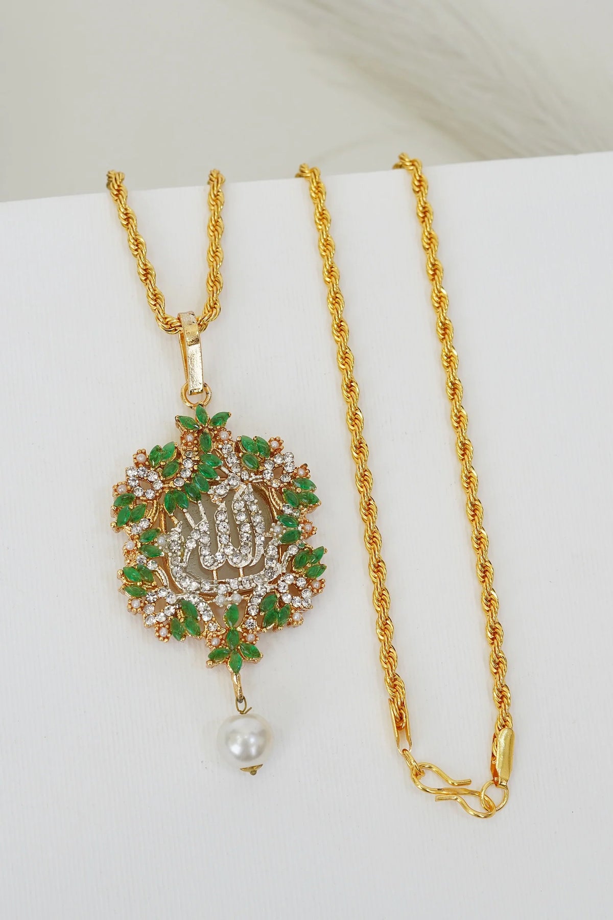 pearl drop ALLAH mala with gold chain
