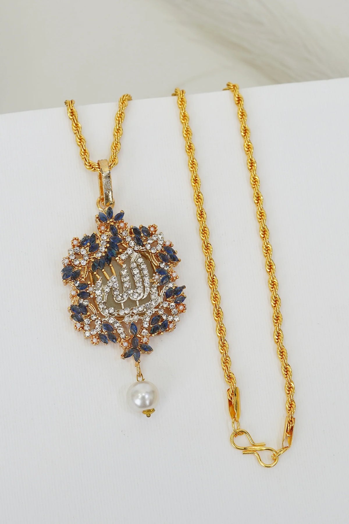 pearl drop ALLAH mala with gold chain