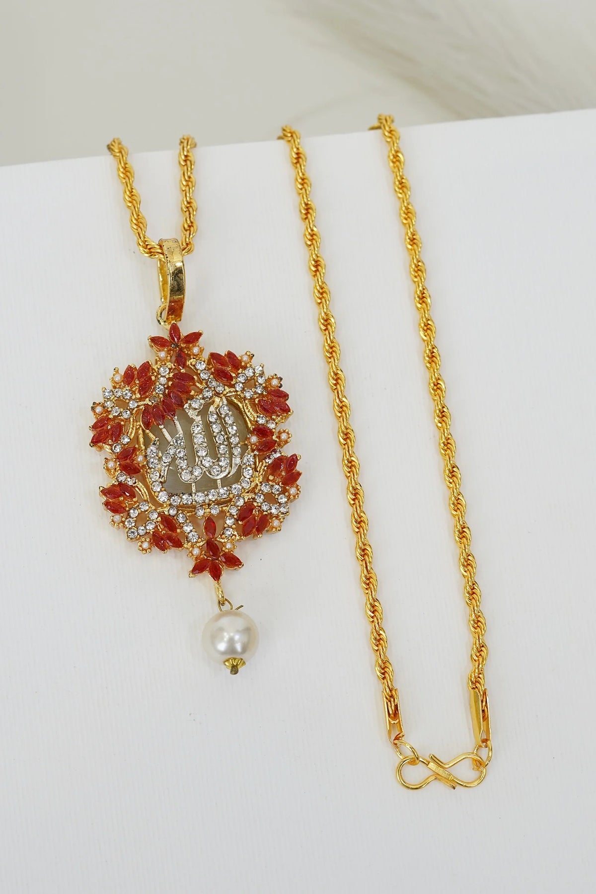 pearl drop ALLAH mala with gold chain