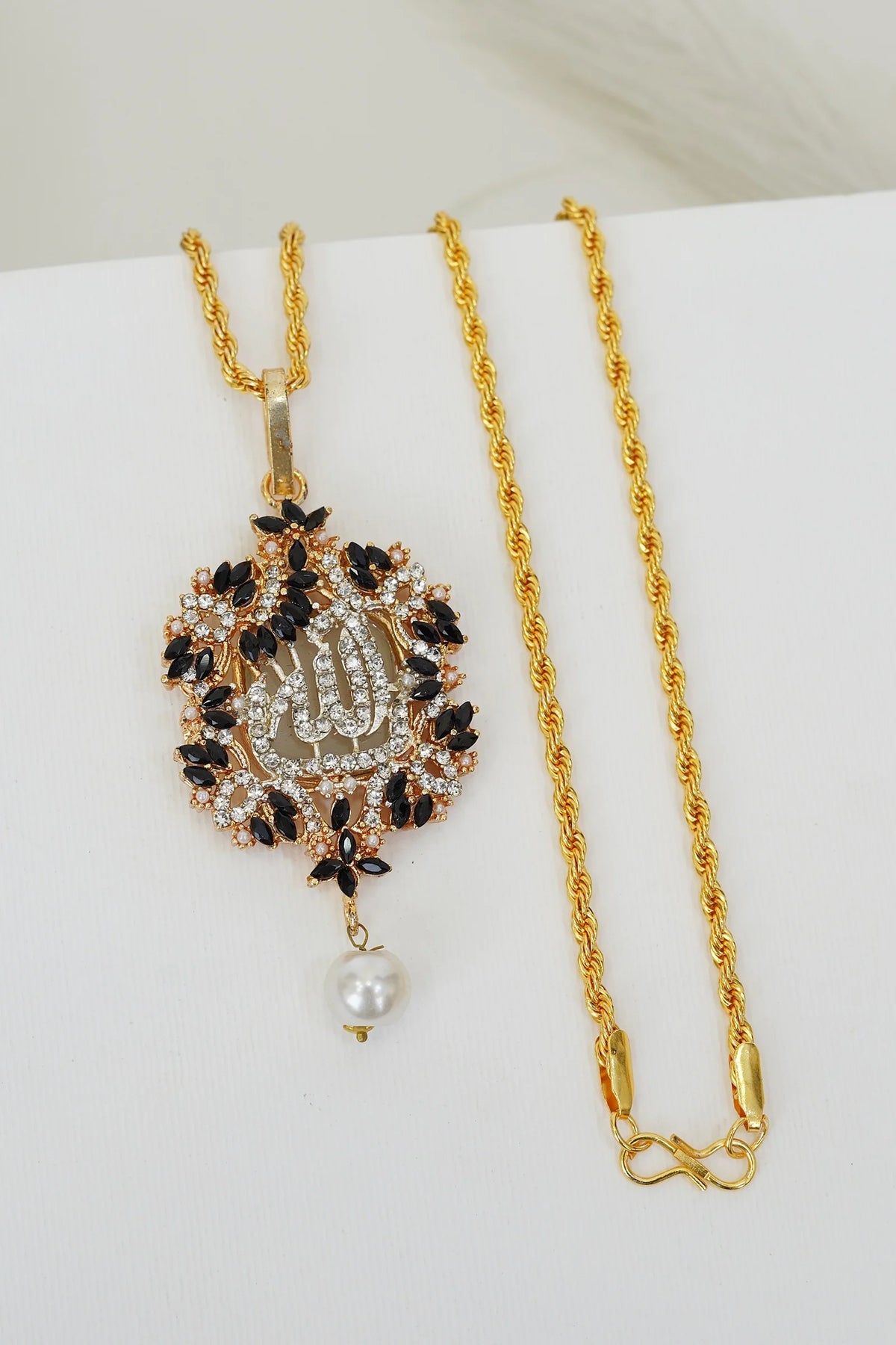 pearl drop ALLAH mala with gold chain