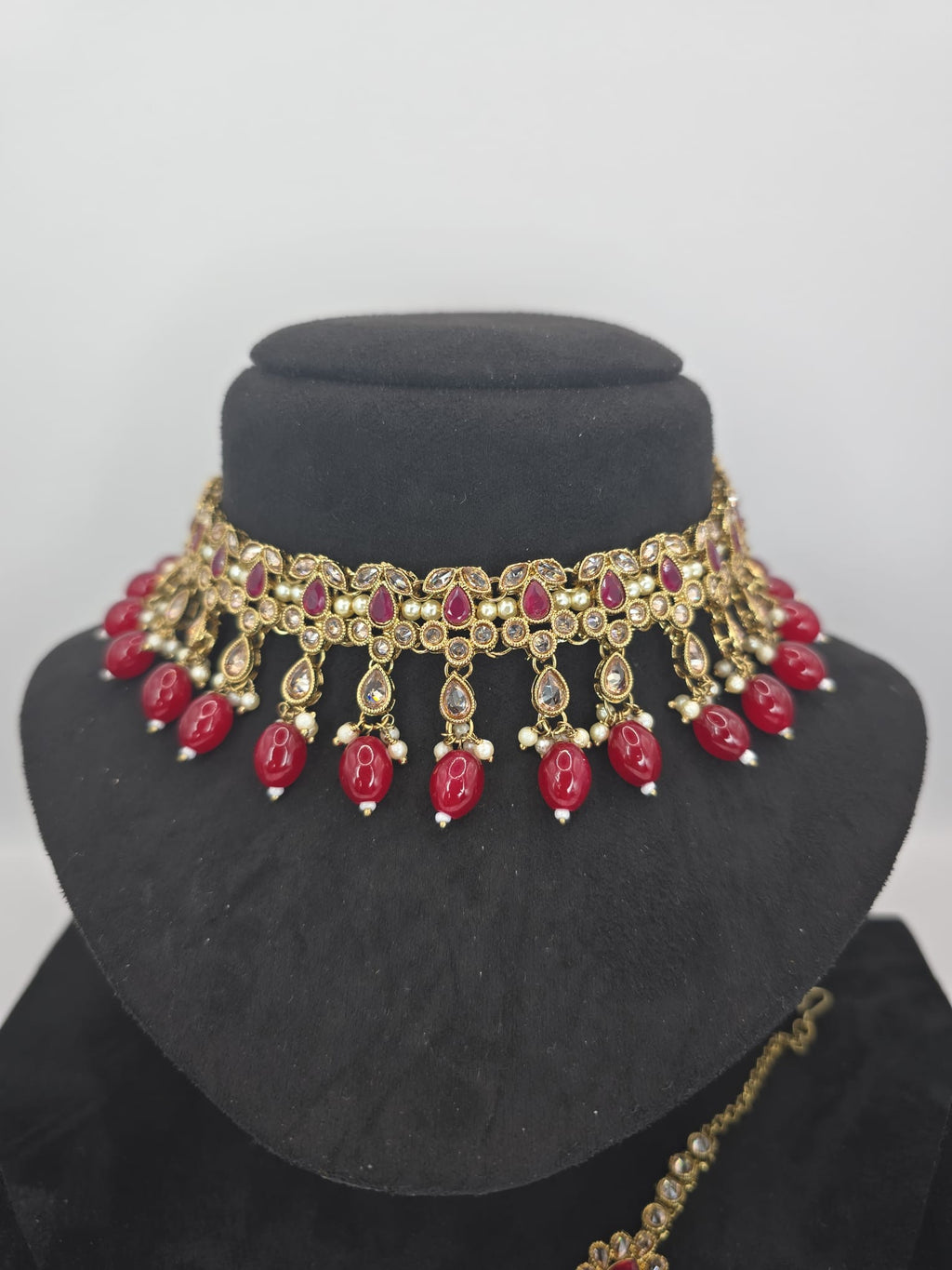maroon polki set