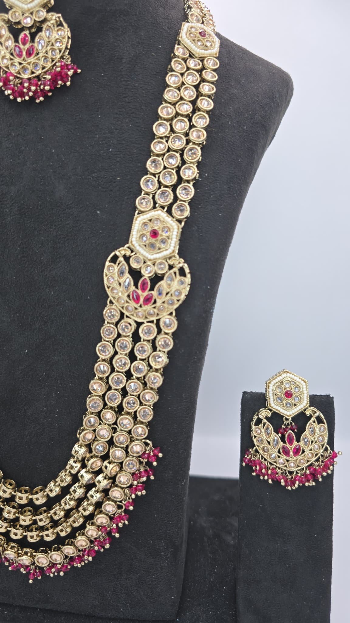 shocking pink long mala set