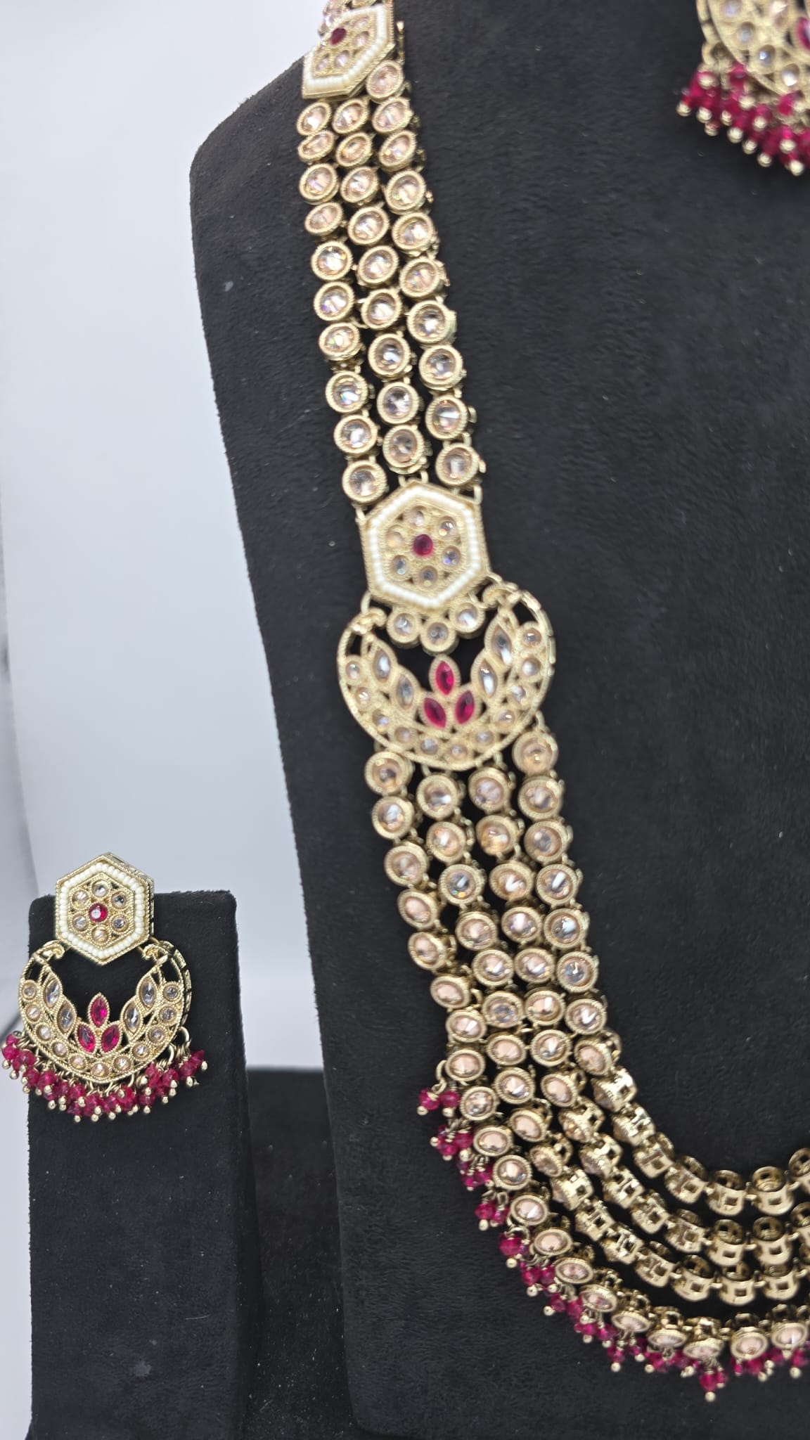 shocking pink long mala set