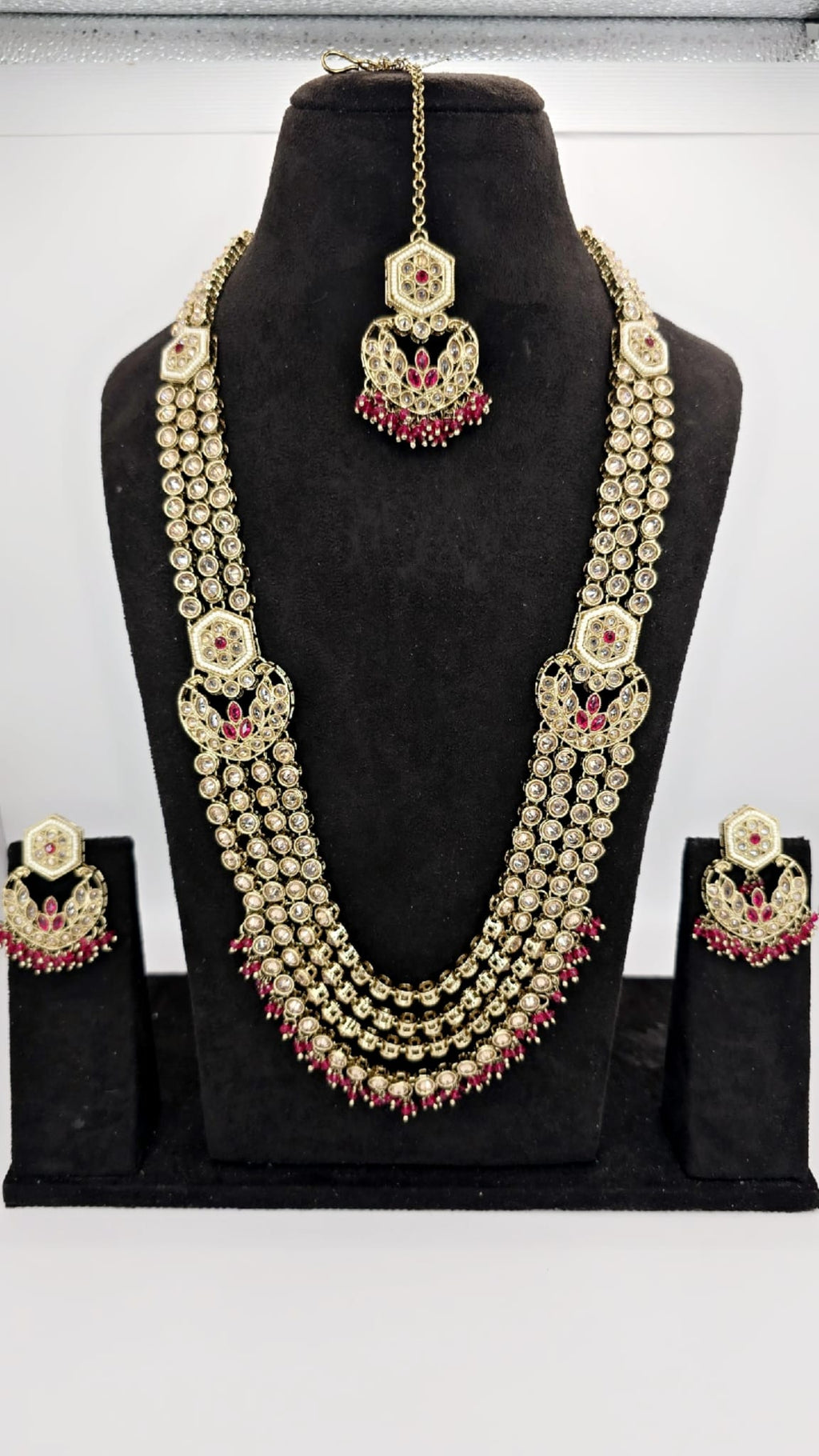 shocking pink long mala set