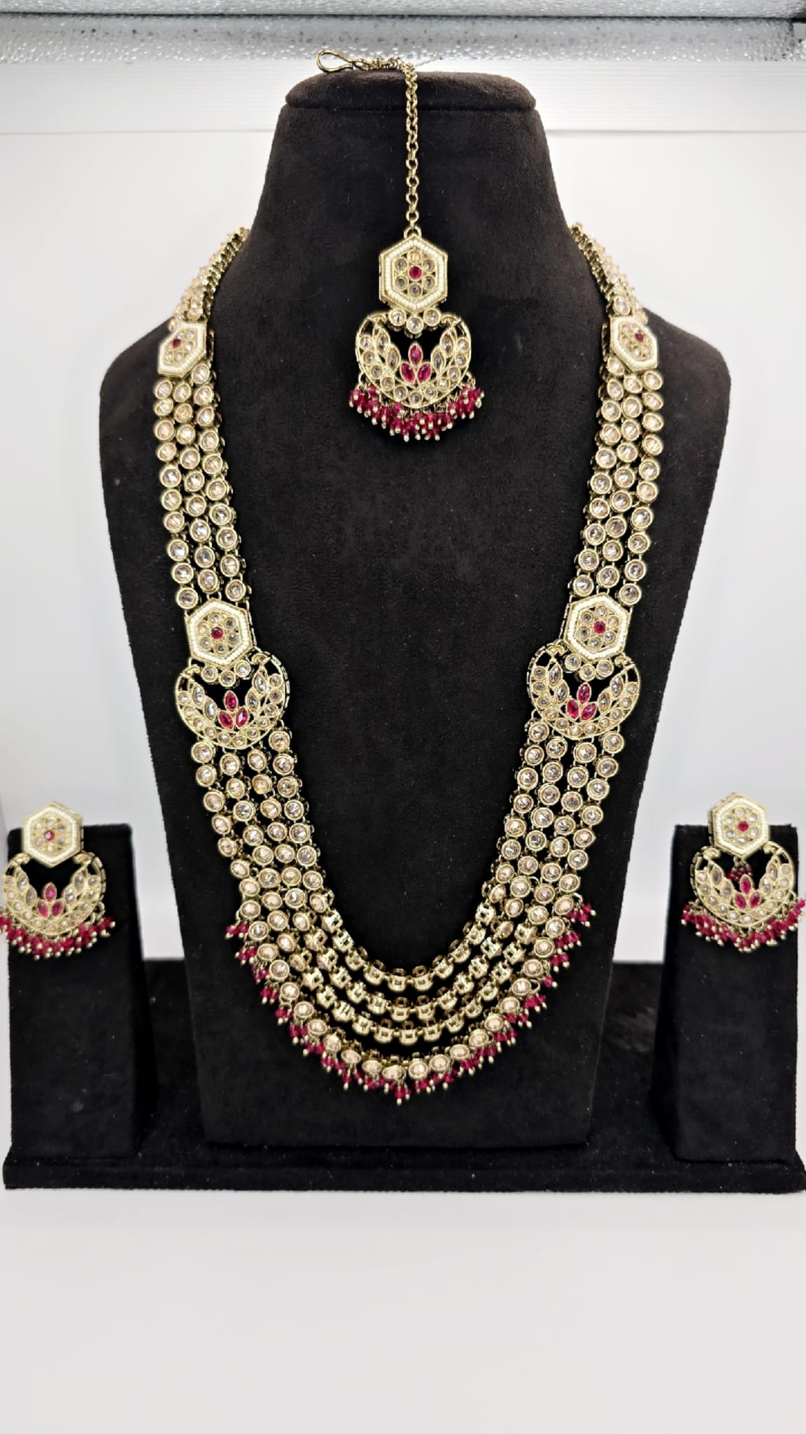 shocking pink long mala set