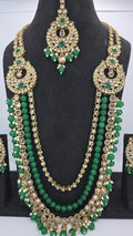 green polki bridal mala set