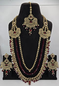 mehroon polki long mala set