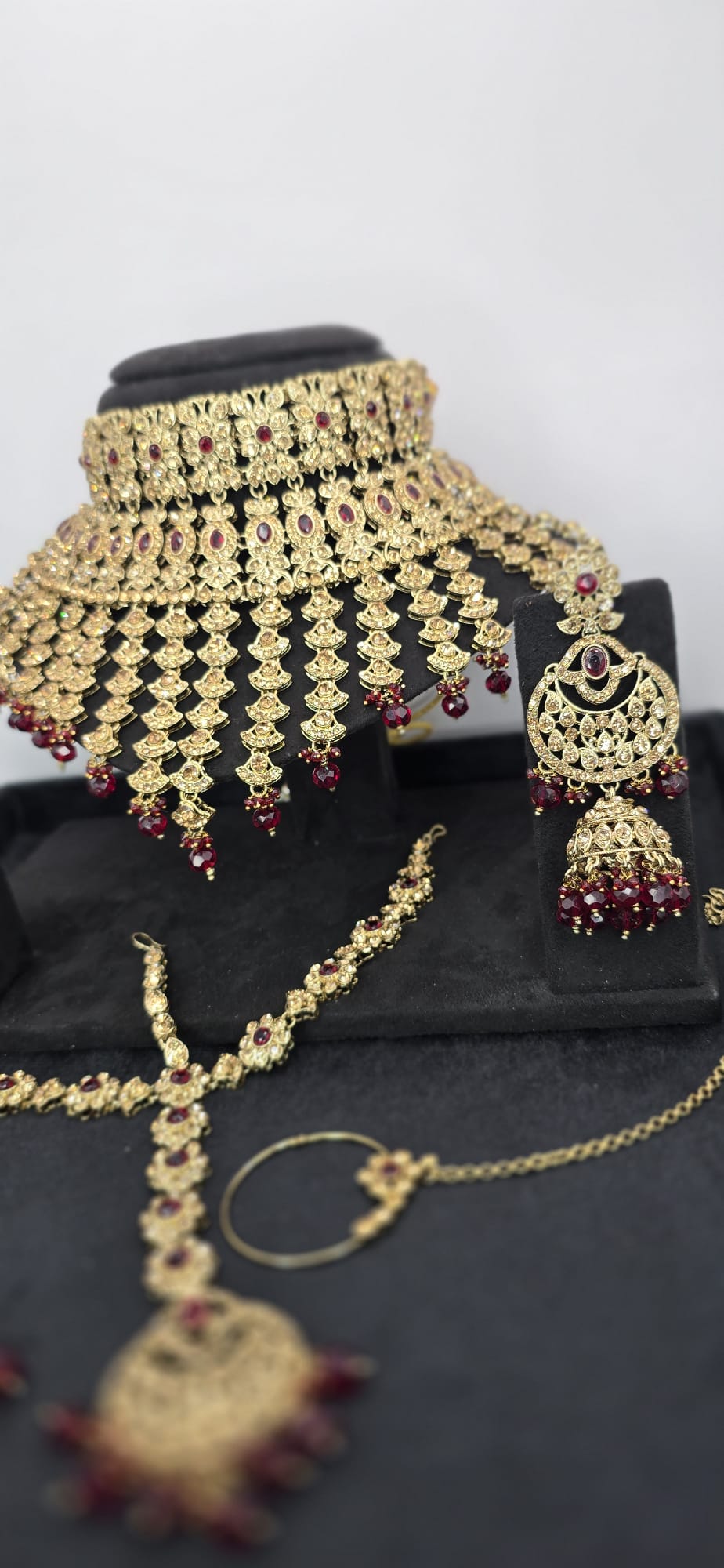 mehroon fountain bridal set