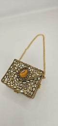 champagne mini kundan inspired clutch