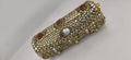 big size cylinder red/MOP kundan clutch