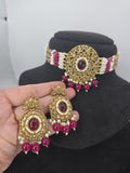 shocking pink classy choker set