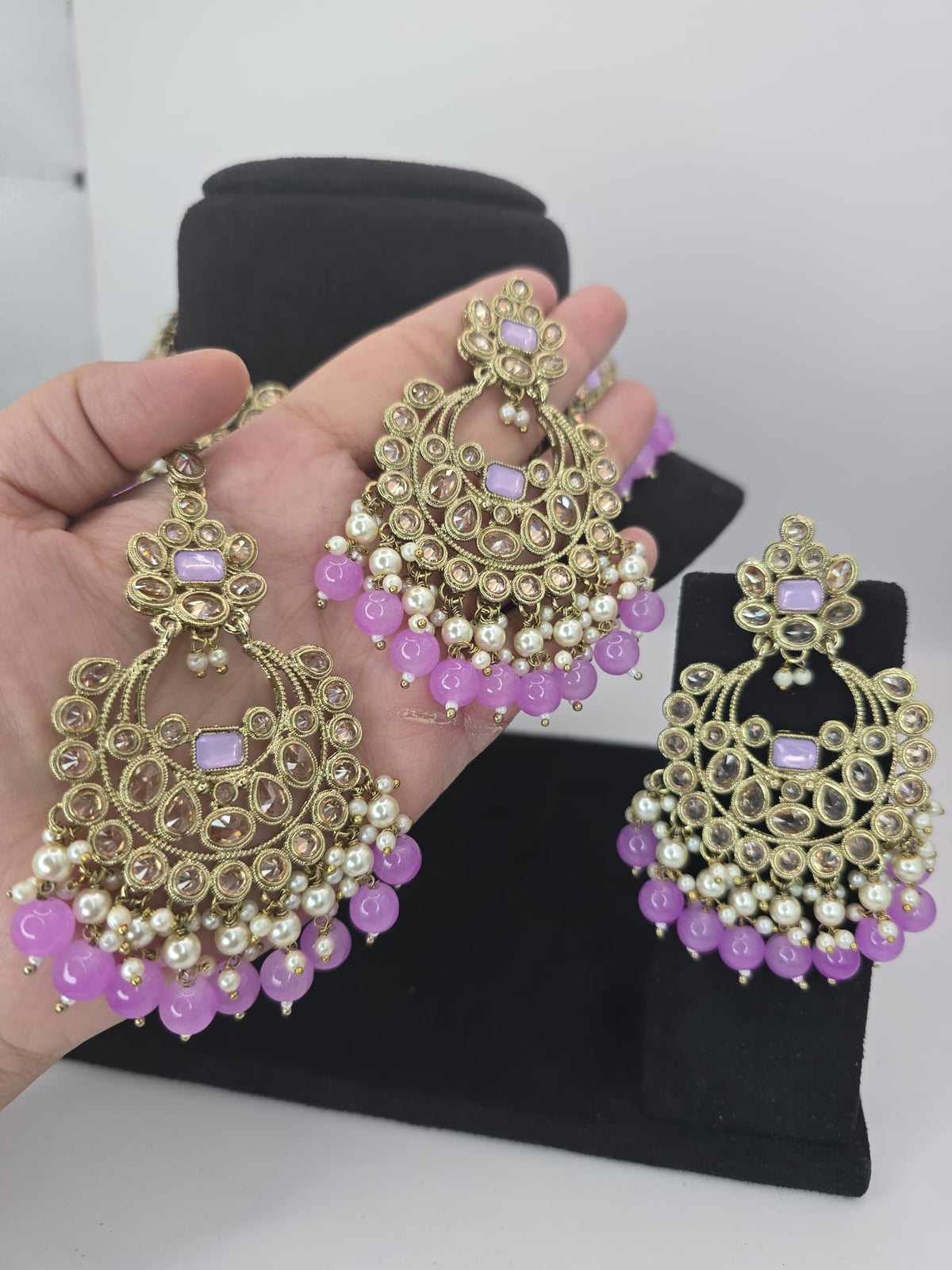 stunning lilac polki set