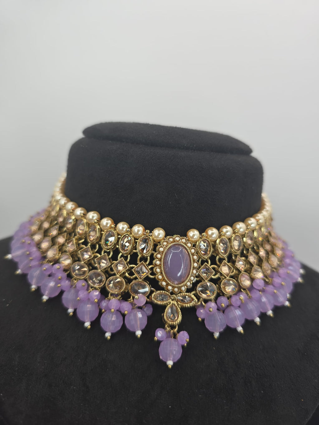 beautiful lilac polki set