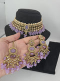 beautiful lilac polki set