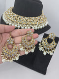 kundan style white gold Indian set