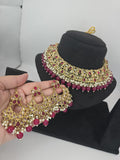 kundan style hot pink Indian set