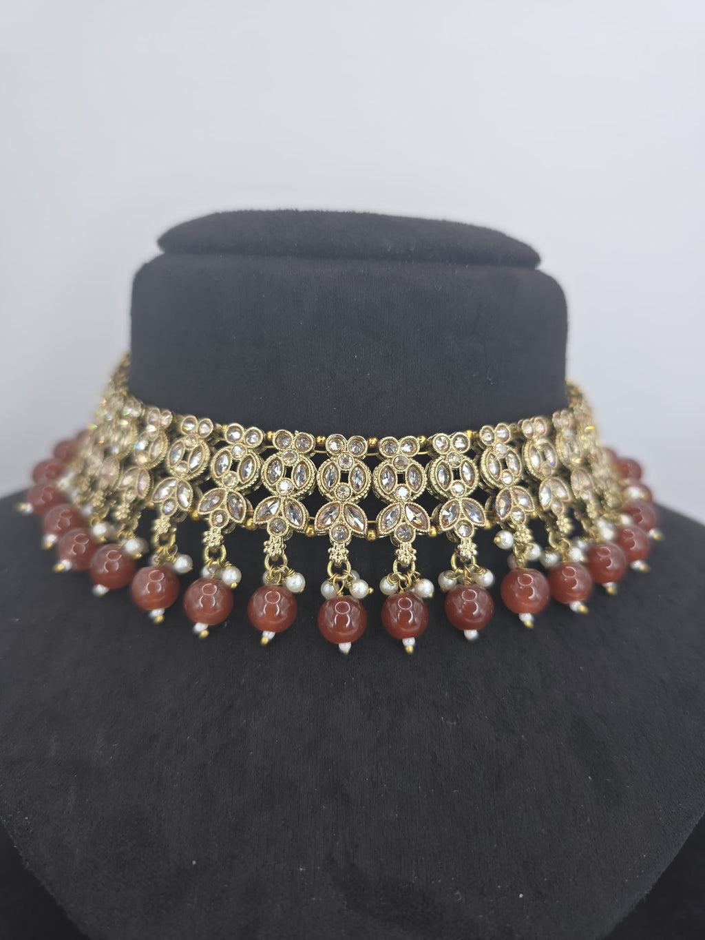 brown polki necklace set