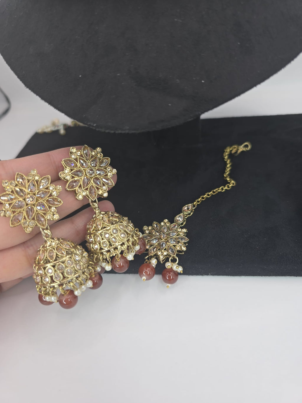 brown polki necklace set