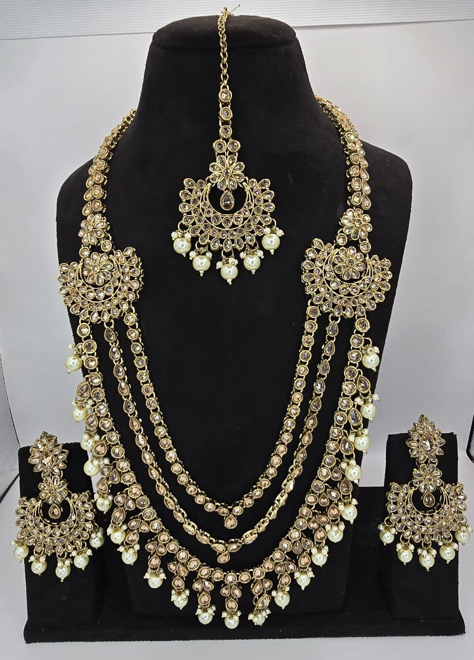 white/neutral polki long mala set