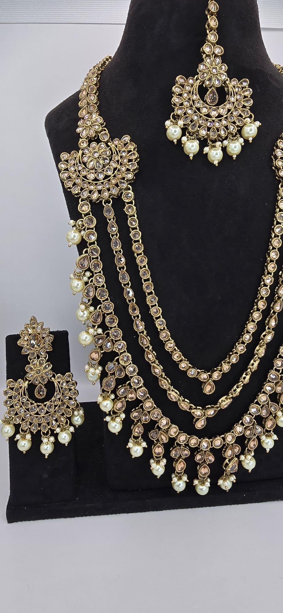 white/neutral polki long mala set