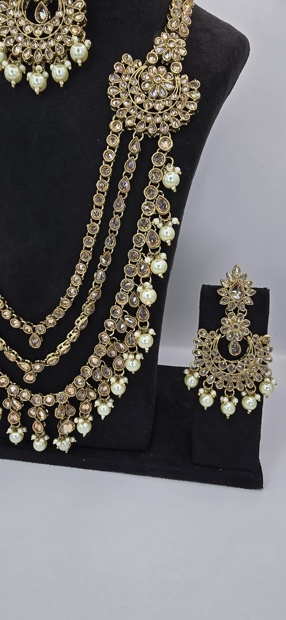 white/neutral polki long mala set