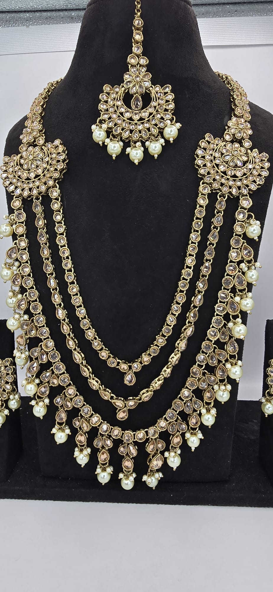 white/neutral polki long mala set