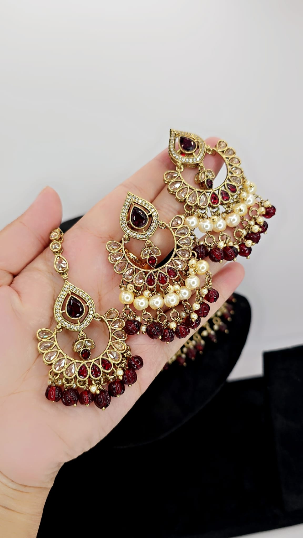 mehroon polki bridal set