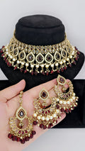 mehroon polki bridal set