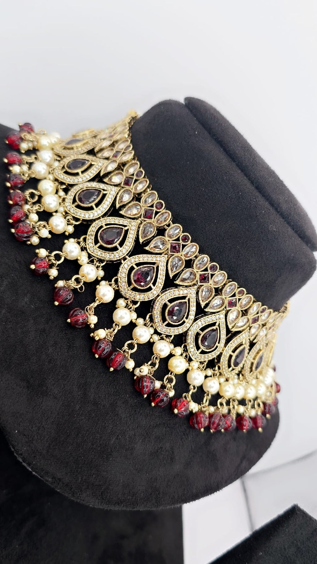 mehroon polki bridal set