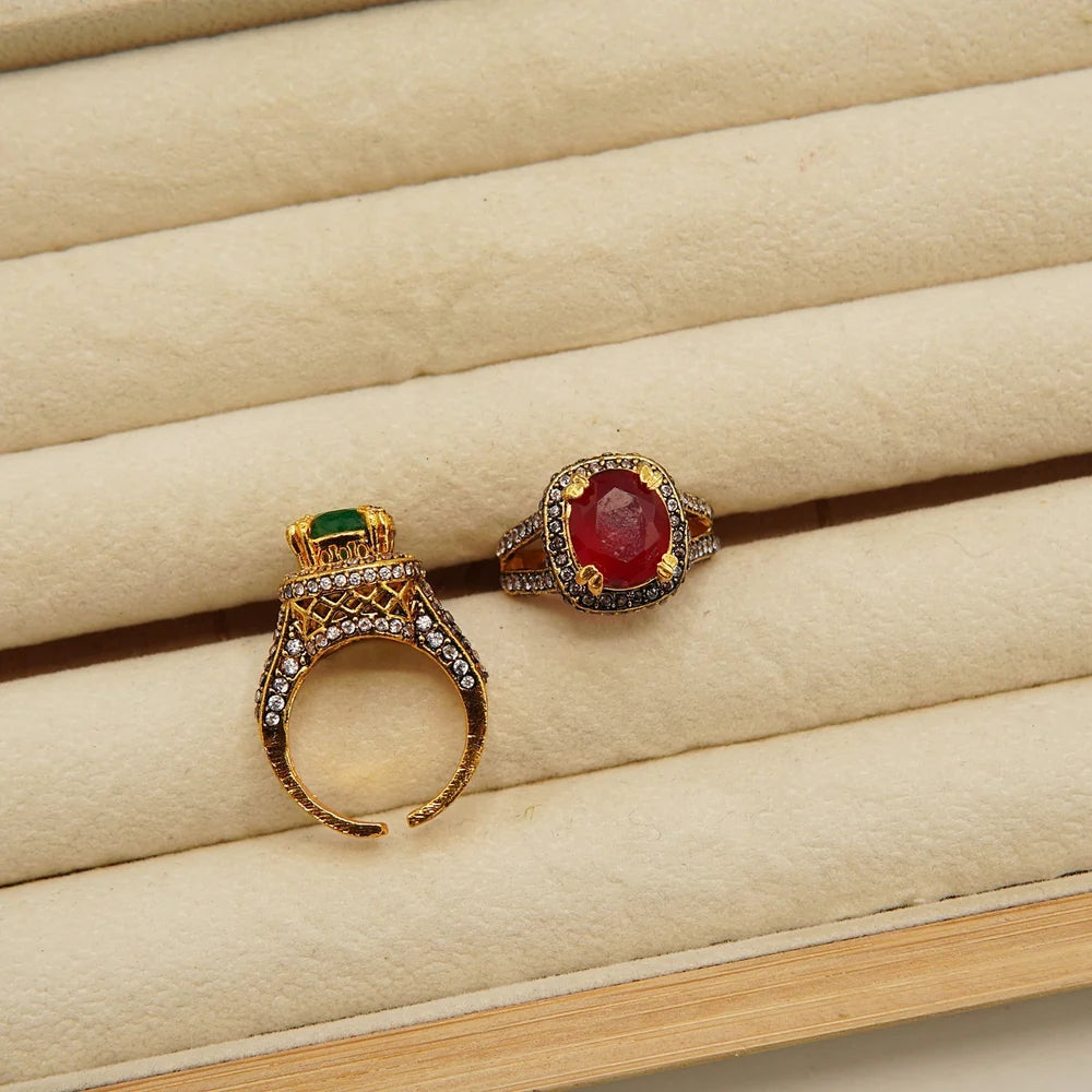 zircone antique adjustable ring
