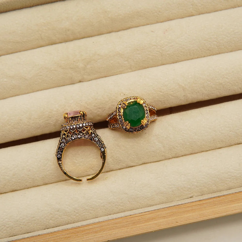 zircone antique adjustable ring