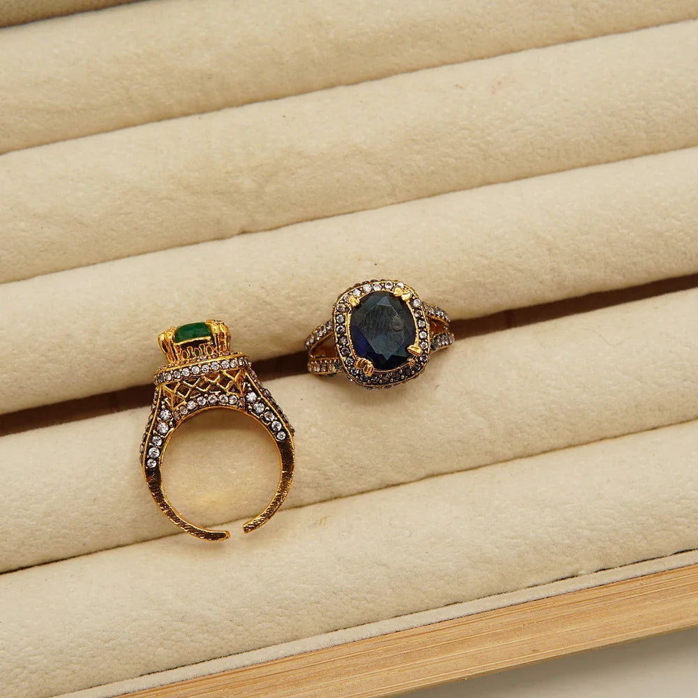 zircone antique adjustable ring