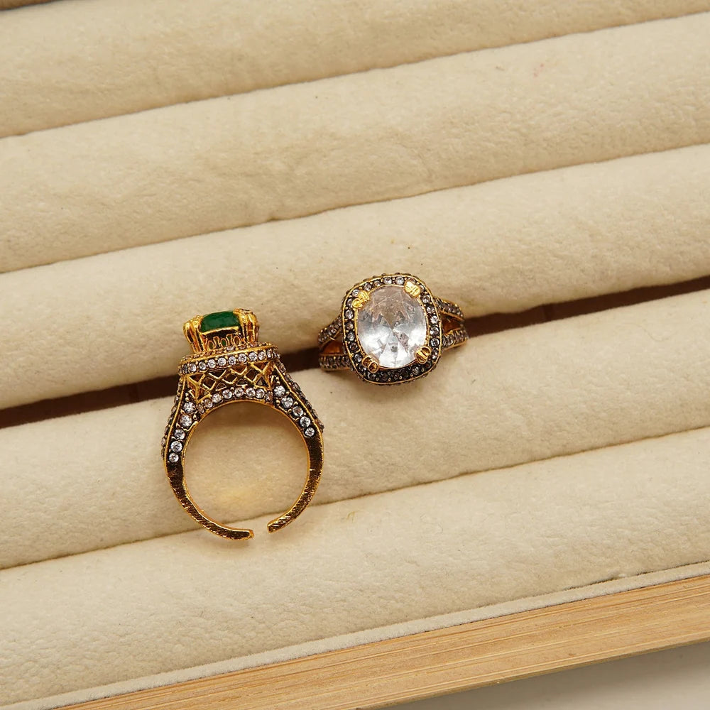 zircone antique adjustable ring