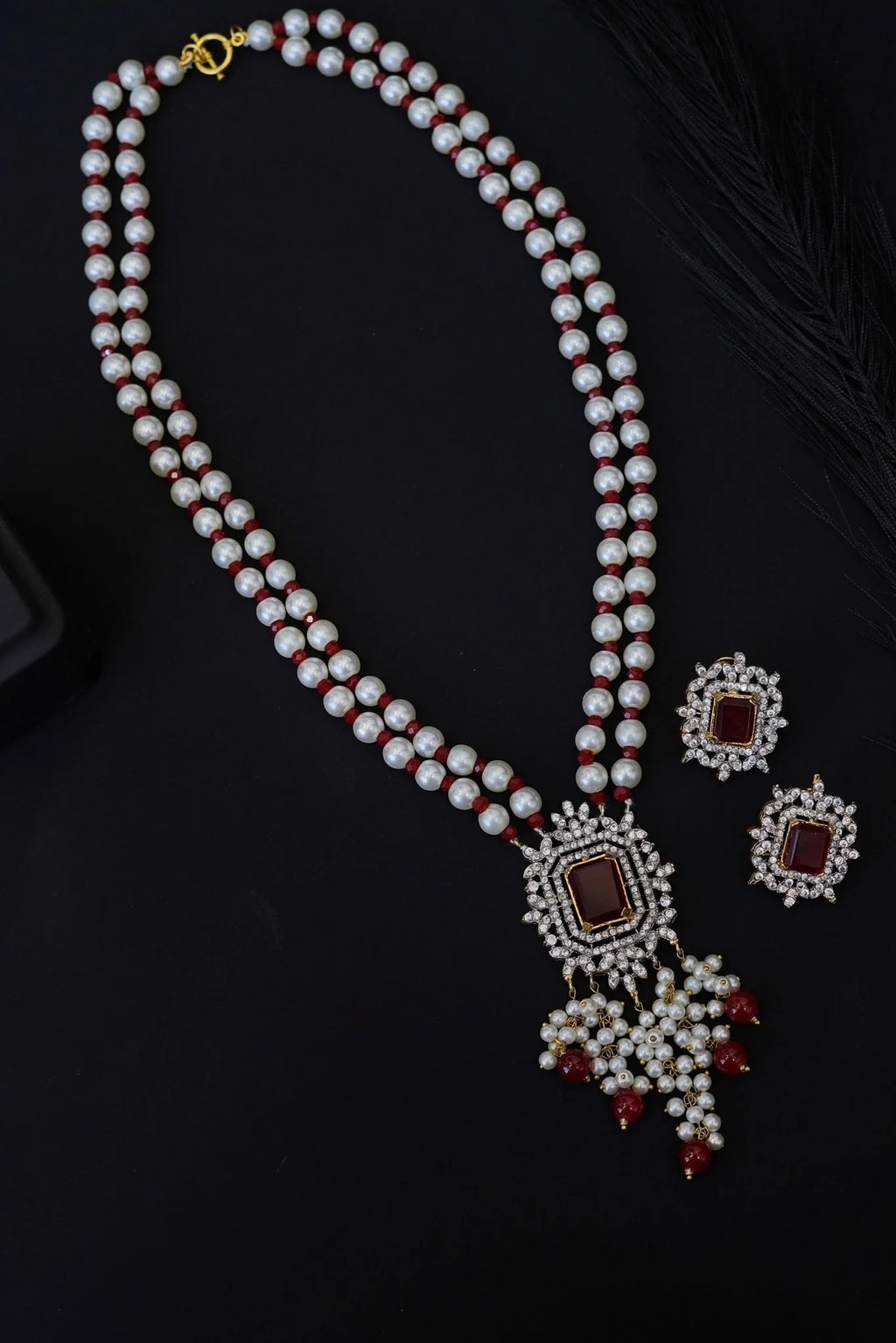 double layer AD pearl mala with high quality studs