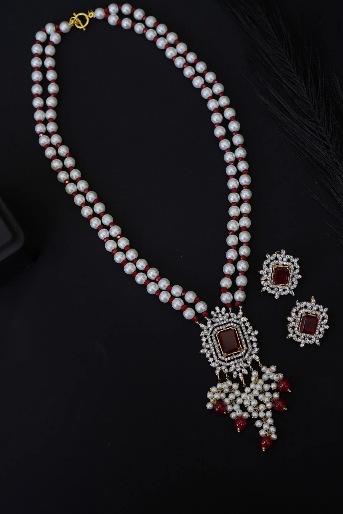 double layer AD pearl mala with high quality studs