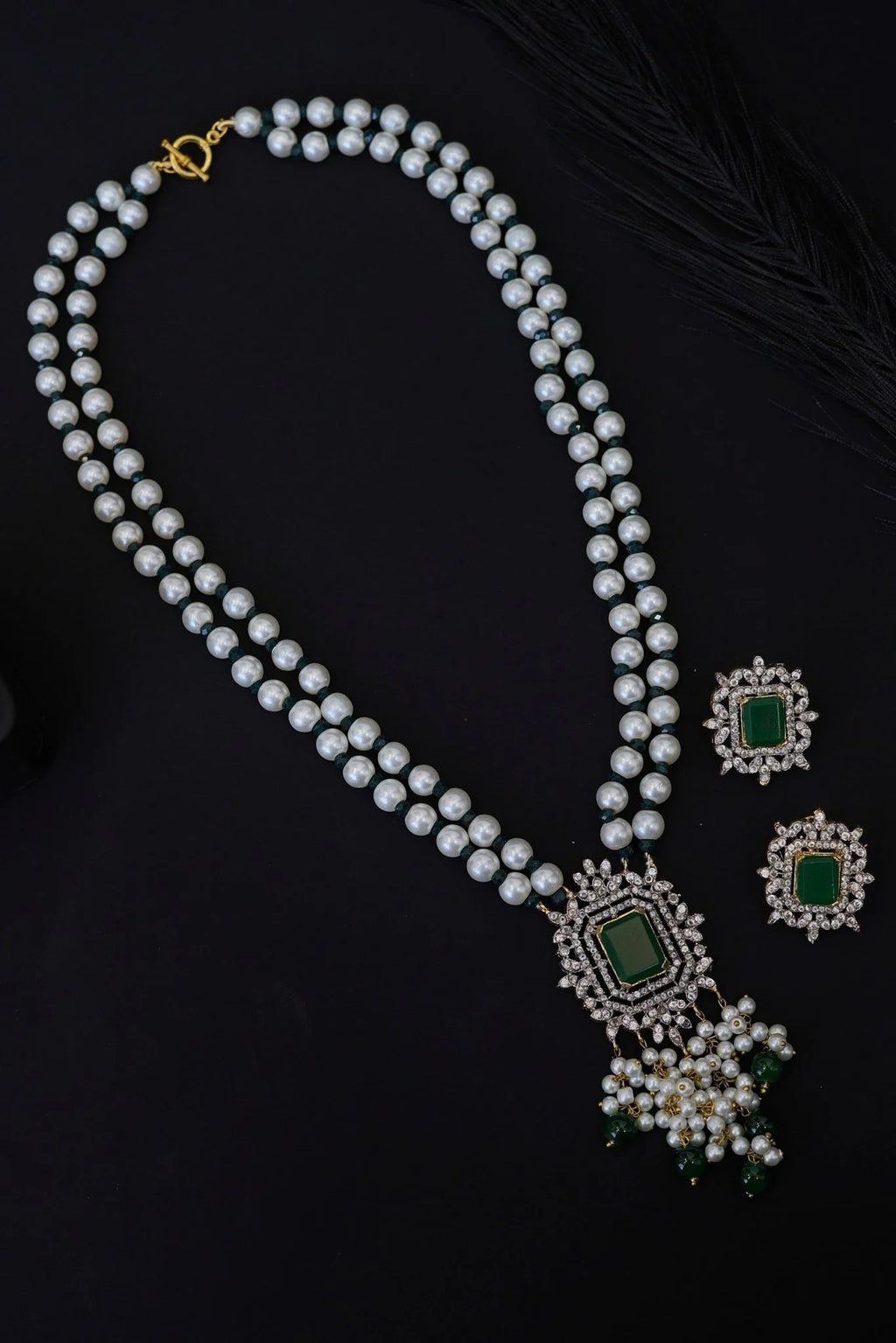 double layer AD pearl mala with high quality studs