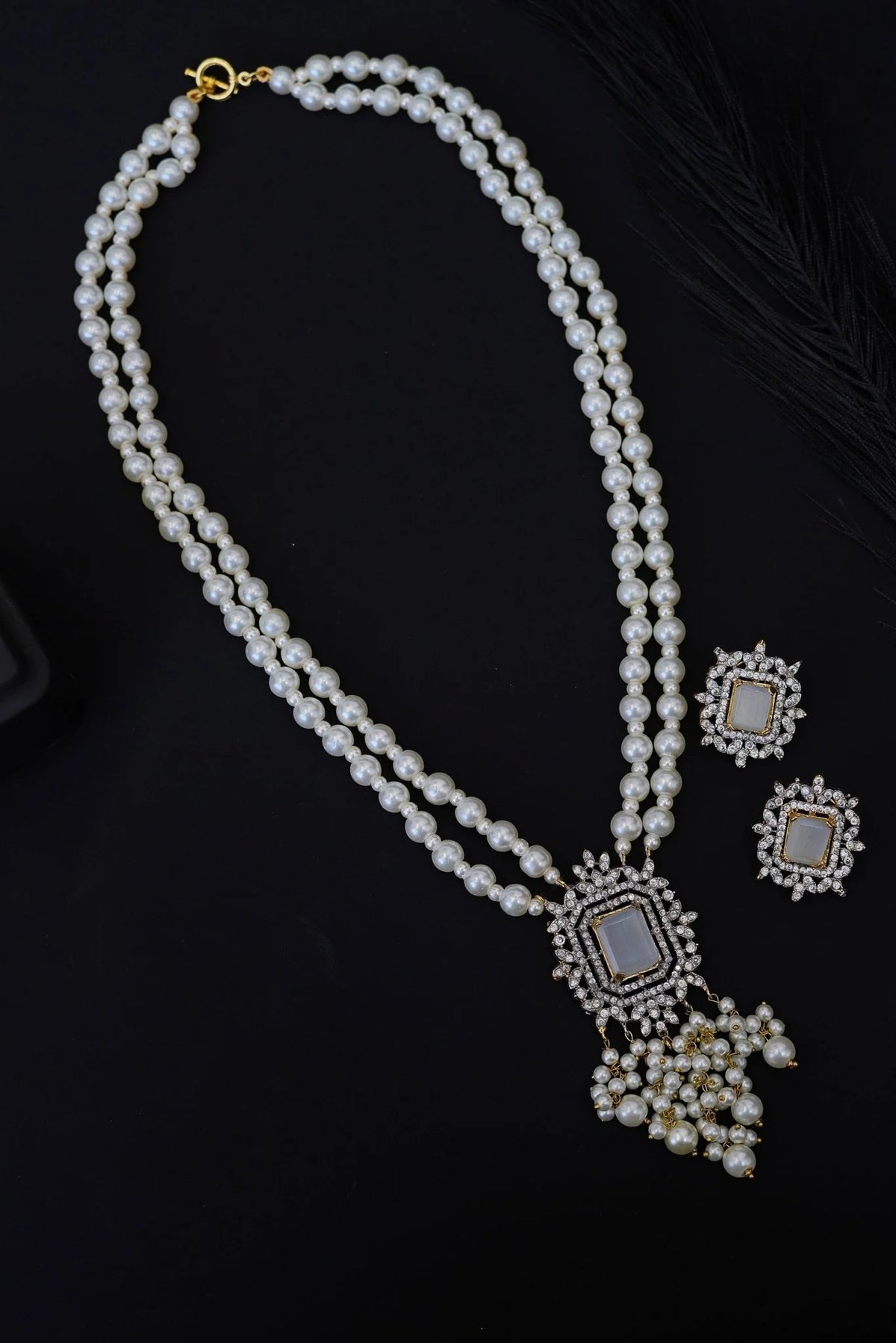 double layer AD pearl mala with high quality studs