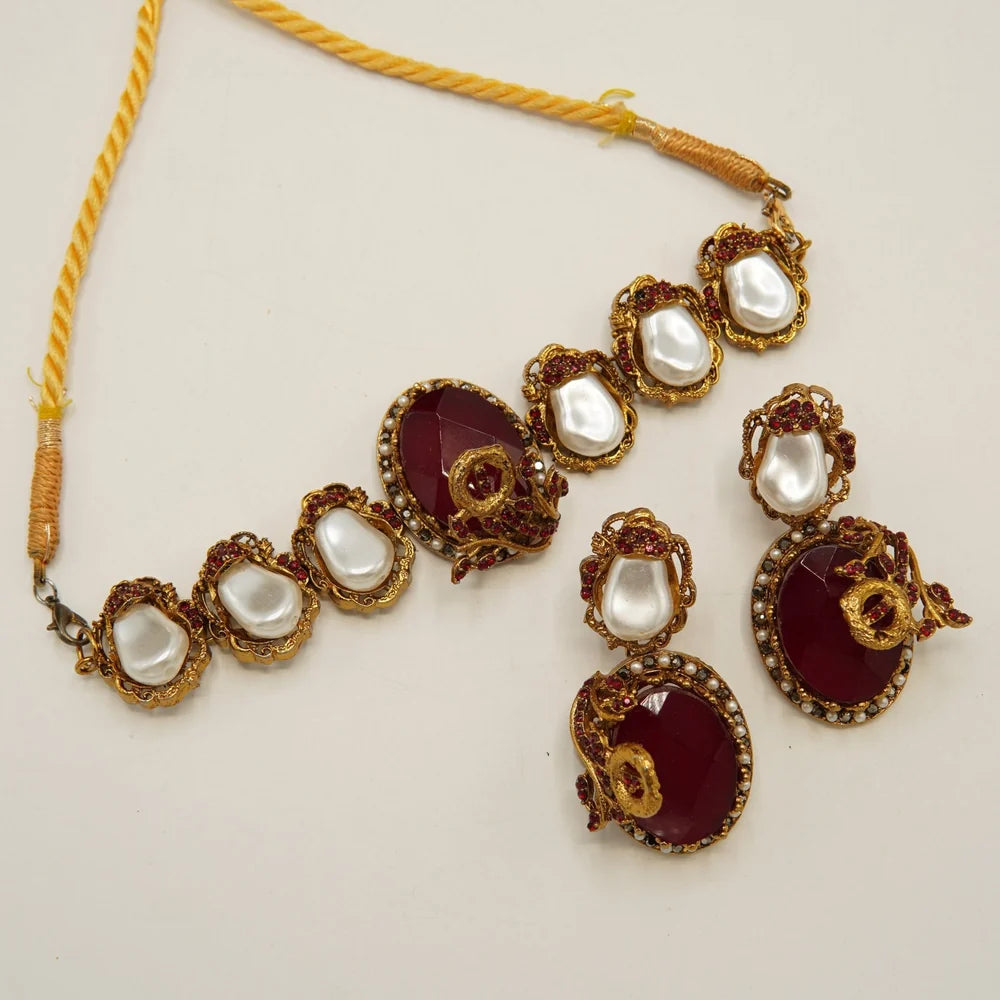 MOP big stone doublet choker set