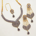 AD jurao jhoomer earings with necklace and tikka