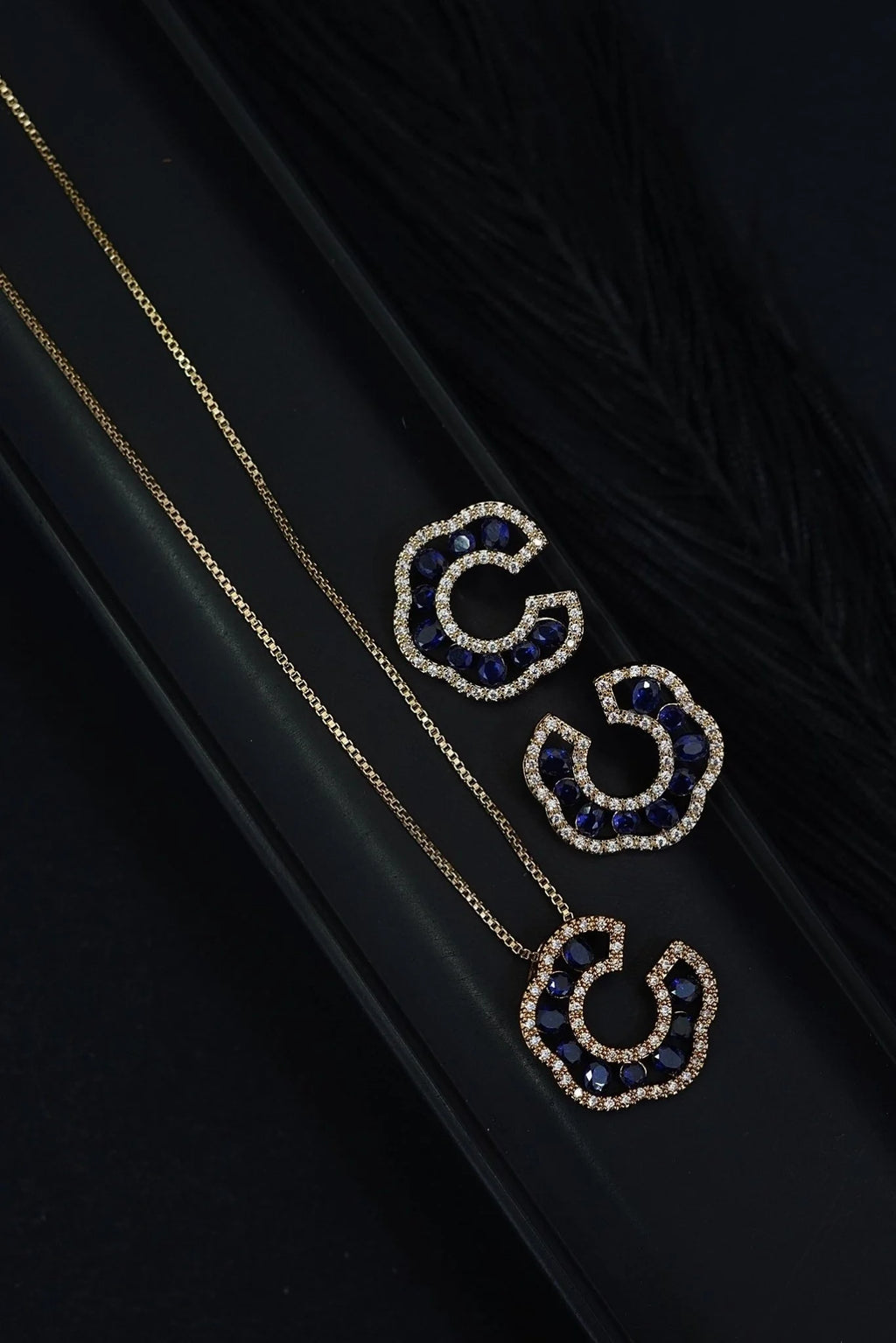 gold AD premium Crescent Locket Set