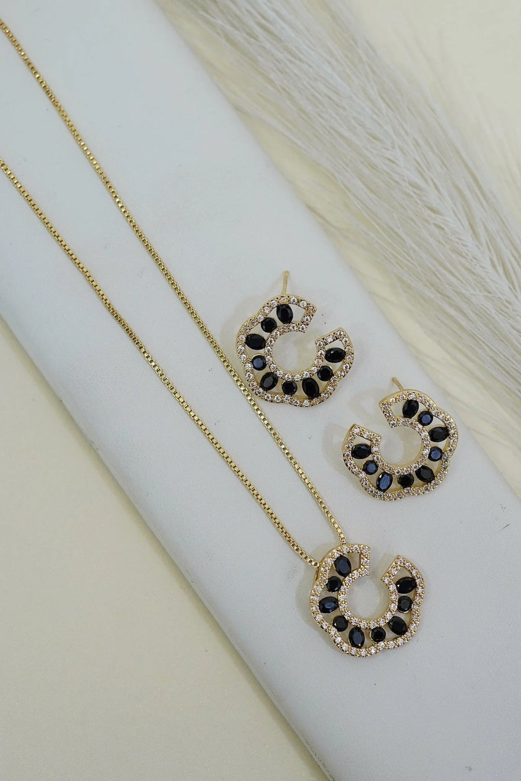gold AD premium Crescent Locket Set