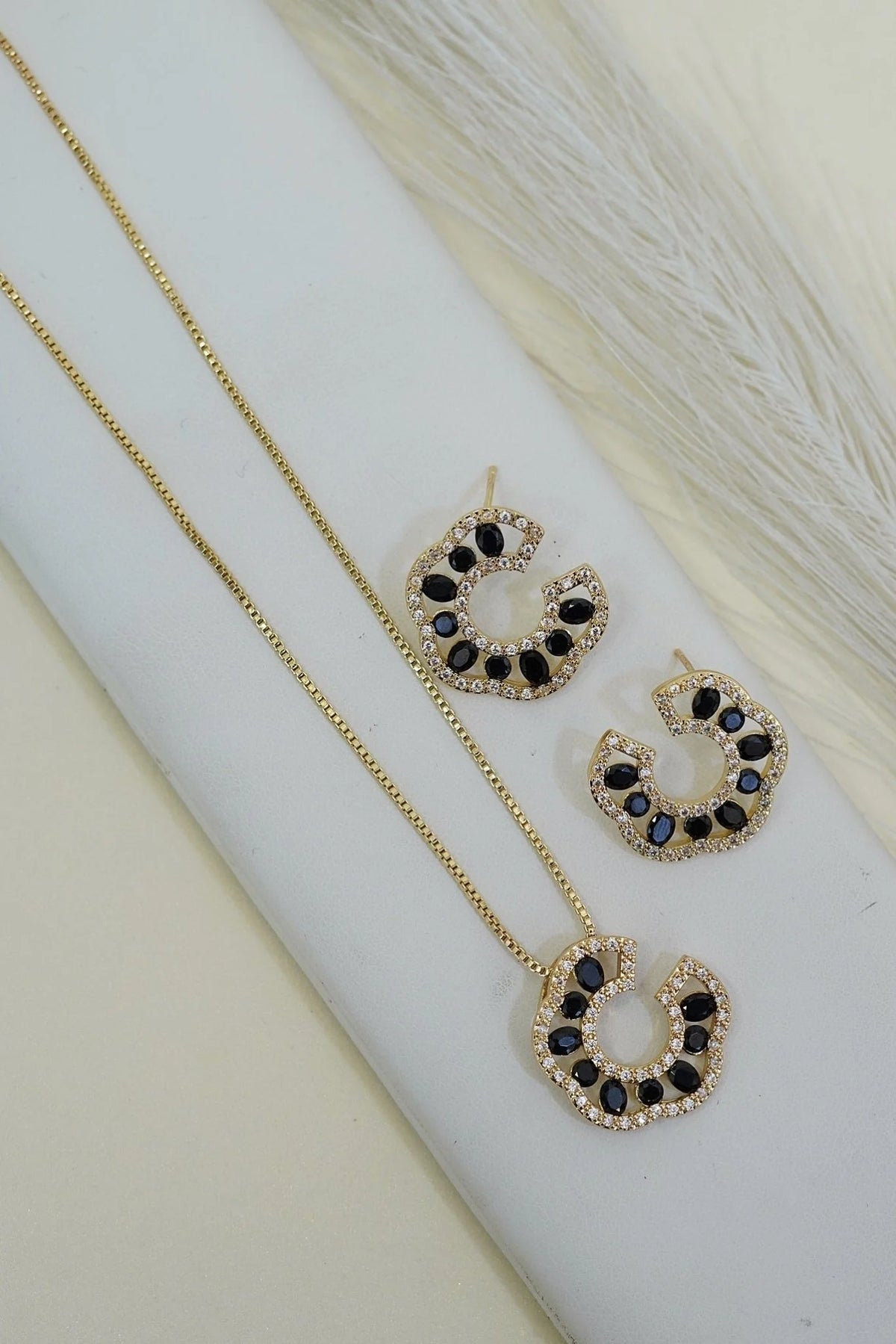 gold AD premium Crescent Locket Set