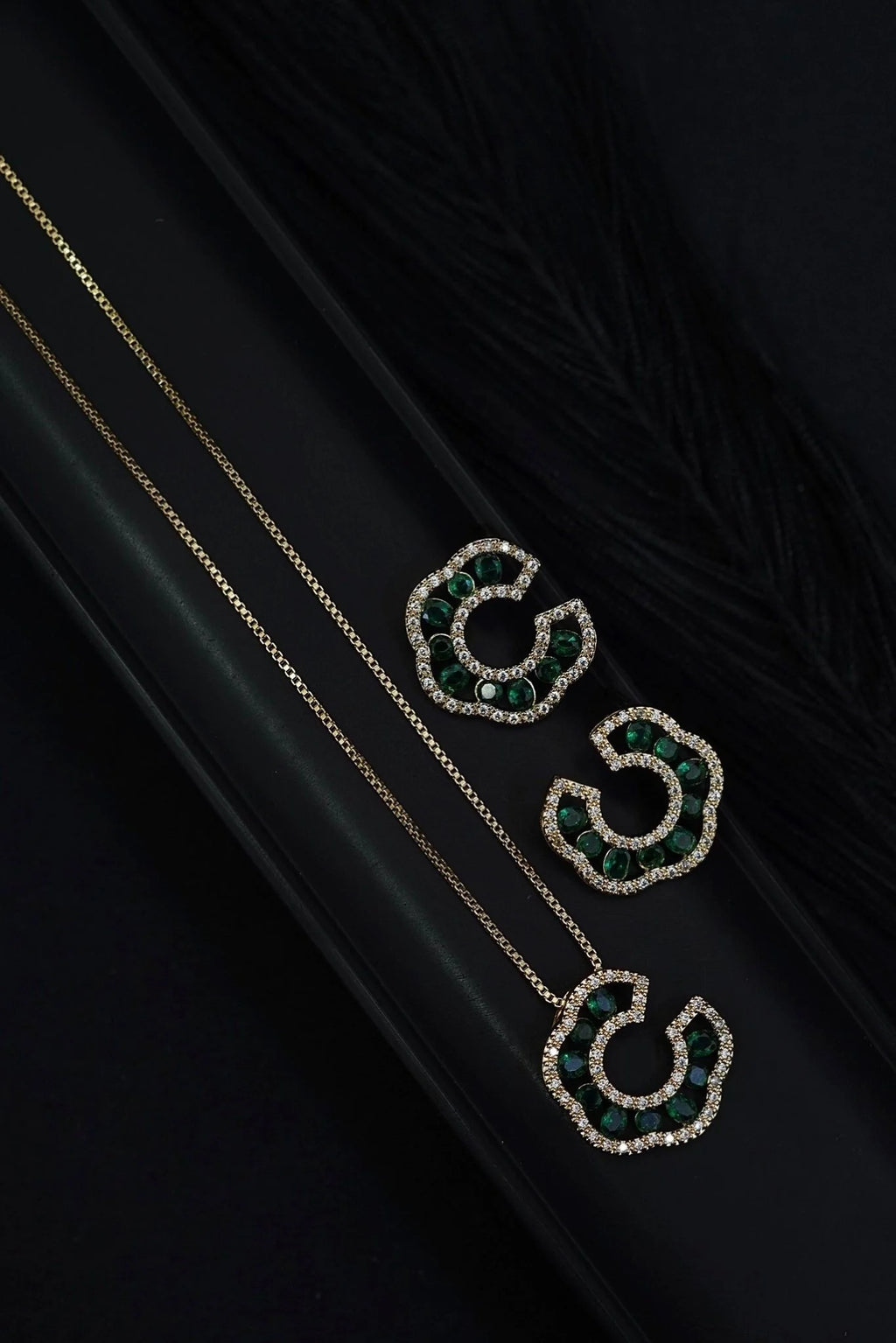 gold AD premium Crescent Locket Set