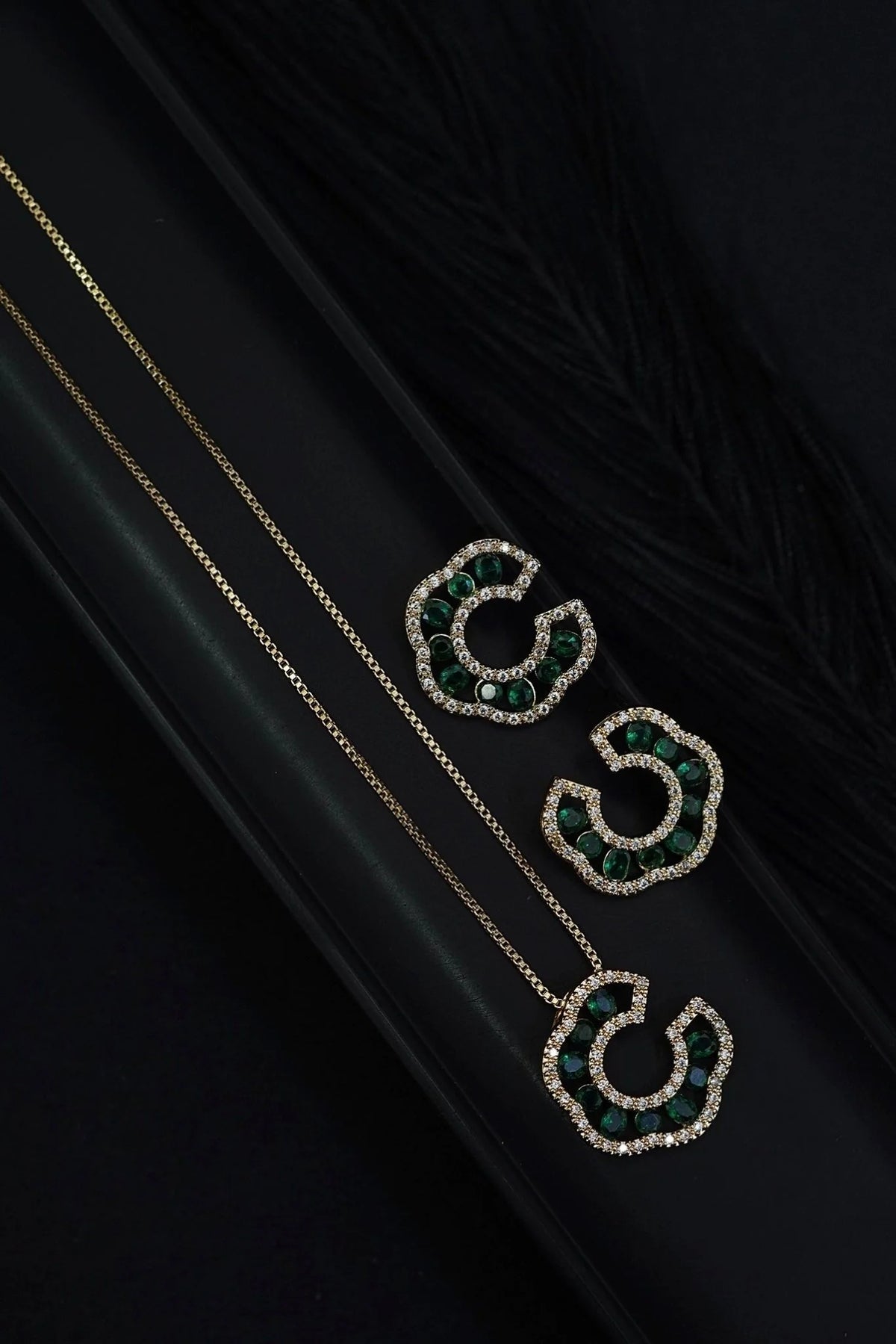 gold AD premium Crescent Locket Set