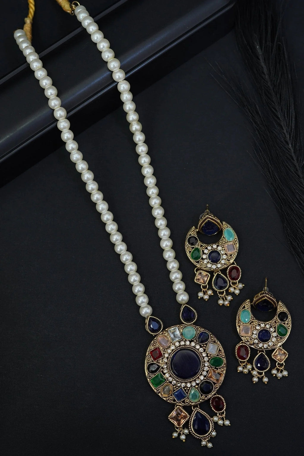 stunning multi colored turkish gemstone long mala set